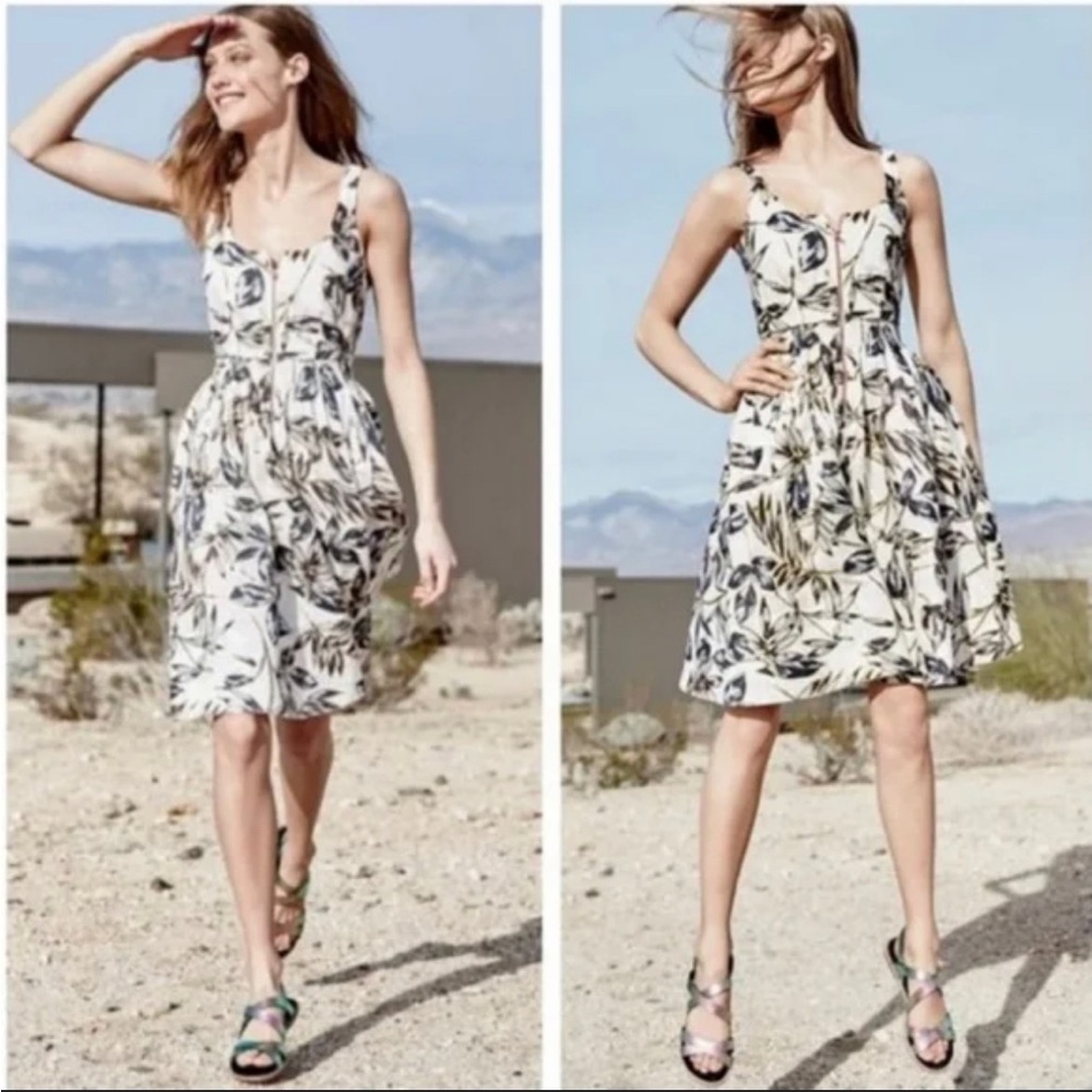 J. Crew Black and White Floral Midi Dress NWOT - Picture 2 of 9